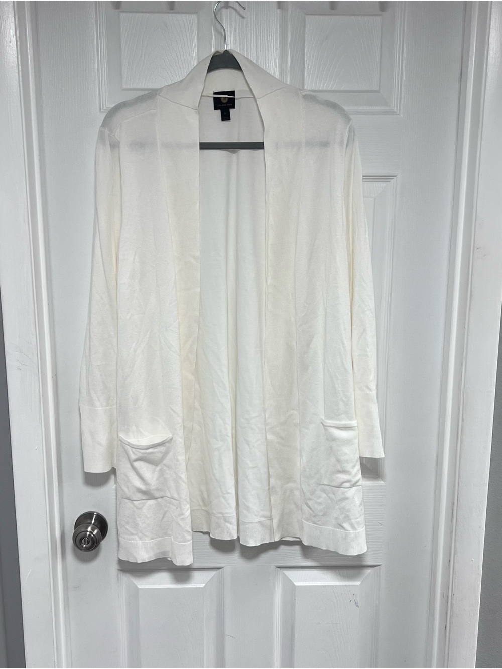JM Collection Open-Front Cream Cardigan with Pockets Size XL